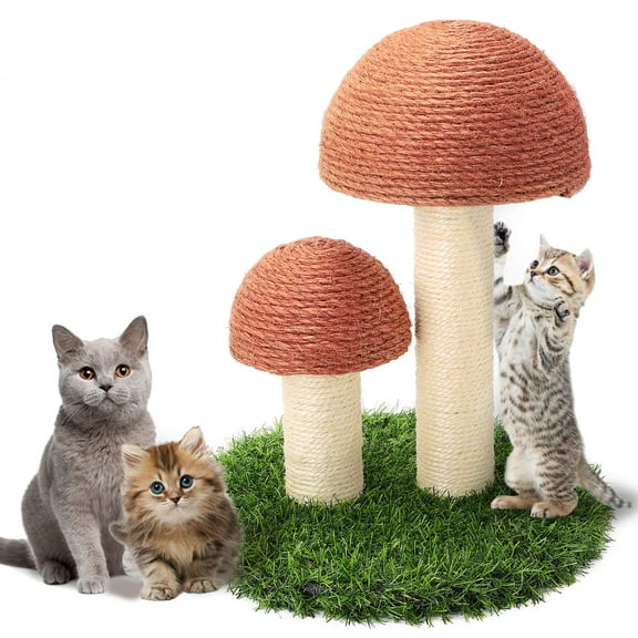 Cat Scratching Post, Mushroom Claw Scratching Post For Kitty, Natural Sisal Cat Scratchers Pole, 15X12 Inch Cat Interactive Toys
