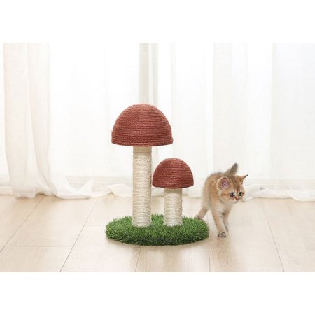 Cat Scratching Post Mushroom, Mini Tower Cat Scratcher Small Cat Tree House Training Toys For Kittens & Small Animals, Scratchers For Indoor Cats - Brown