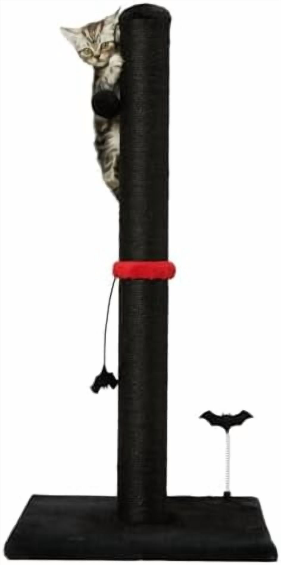 Cat Scratching Post Premium Sisal Scratch Posts with Hanging Ball Vertical Scratcher for Indoor Cats and Kittens,Black Black,34 inches for Adult Cats