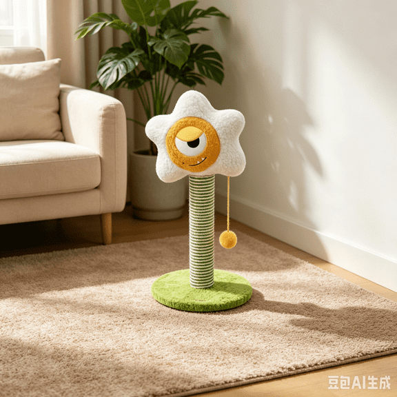 Cat Scratching Post, Removable Flower Bed, Cat Scratch Post with Spring Ball, Pink