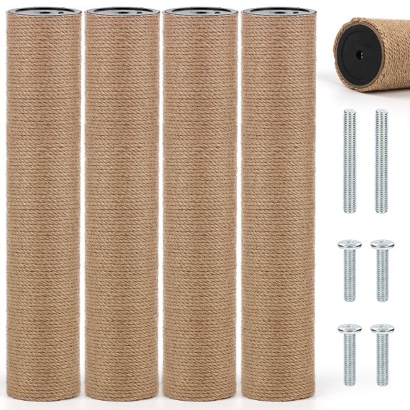 Cat Scratching Post Replaceme Inch Sisal Pole Cat Tree Replacement Post with Screws, Refill Scratcher Posts for Indoor Kitten Tree Tower Spare Cat Furniture Protector