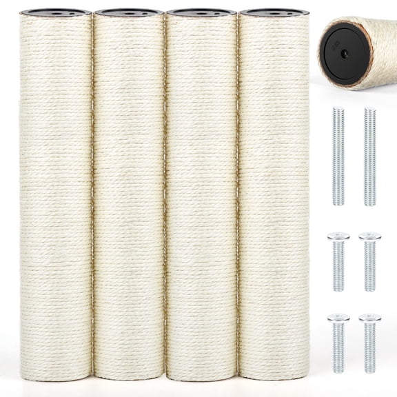 Cat Scratching Post Replaceme Inch Sisal Pole Cat Tree Replacement Post with Screws, Refill Scratcher Posts for Indoor Kitten Tree Tower Spare Cat Furniture Protector