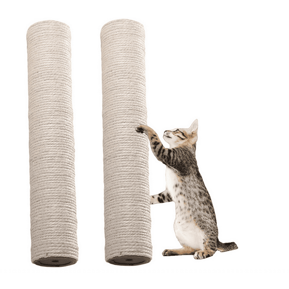 Cat Scratching Post Replacement, 15" Cats Scratch Post Refill Pole Parts for Refurbishment - 2Pcs(White)