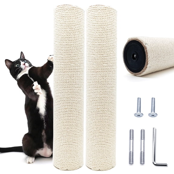 Cat Scratching Post Replacement 2 Pack Tall Sisal Rope Posts Cat Tree Replacement Parts with Mounting Screws for Indoor Cats