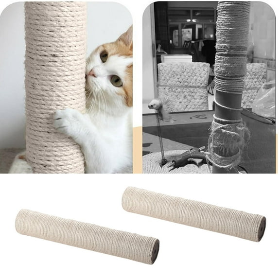Cat Scratching Post Replacement 2PCS - Natural Sisal Rope Refill for Cat Trees & Towers, DIY Scratch Pole Parts with Screws, Easy Install Replacement Posts for Indoor Cat Furniture & Climbing Perches