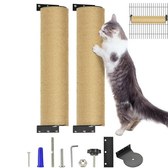 Cat Scratching Post Replacement 2PCS - Natural Sisal Rope Refill for Cat Trees & Towers, DIY Scratch Pole Parts with Screws, Easy Install Replacement Posts for Indoor Cat Furniture & Climbing Perches