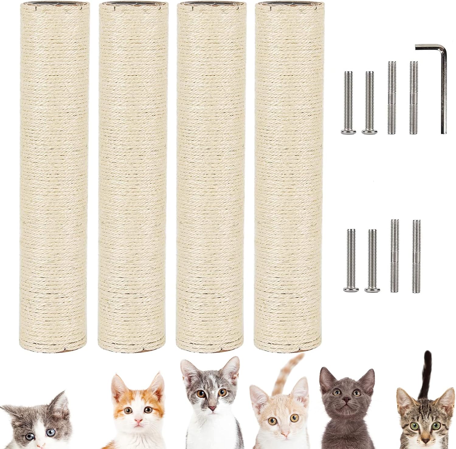 Cat Scratching Post Replacement For Indoor Cats 4Pcs 15.7In Cat Scratch Post Refill Pole Parts