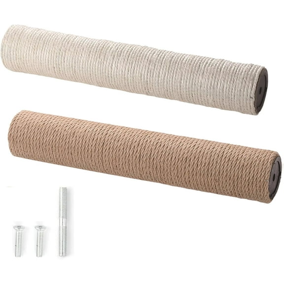 Cat Scratching Post Replacement, Natural Jute & Sisal Rope Cat Tree Replacement Post with Screws, Wall Mounted Cat Scratcher, 15" Scratching Posts for Indoor Cats, 2PCS