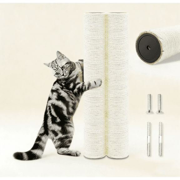 Cat Scratching Post Replacement Pole2 PCS Cat Tree Replacement PostNatural Sisal Cat Tree Replacement Parts with M8 ScrewsCat Scratch Post Replacement for Refurbishment