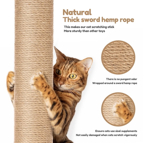 Cat Scratching Post Replacement, Sisal Pole Cat Tree Replacement Post with Screws, Scratcher for Indoor Kitten Tree Tower Spare Repair & Rebuild, Cat Gift (White)