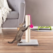 Cat Scratching Post ? Scratcher for Cats and Kittens with Sisal Rope and Square Base Hanging Toy Ball for Interactive Play by PETMAKER (17 Inch)