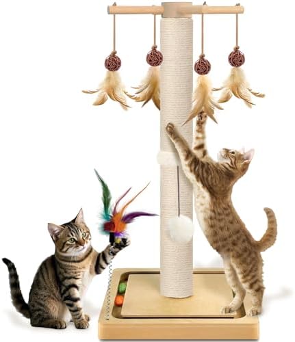 Cat Scratching Post, Sisal, Interactive Furniture Toys for Indoor Cats ...