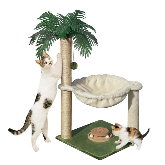 Cat Scratching Post Tree Tower White-1 Bed For Kitten And Adult Cats