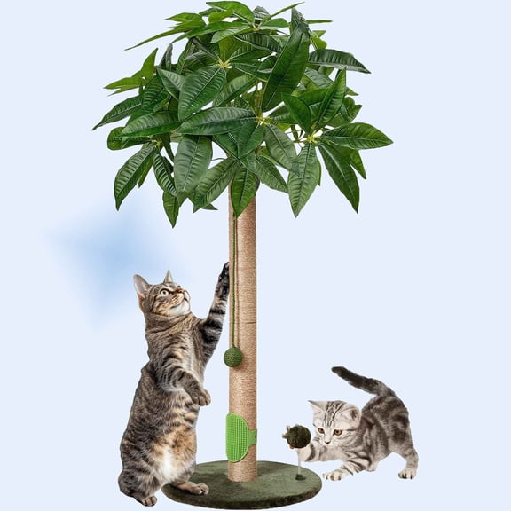 Cat Scratching Post with Sisal Rope and Interactive Ball Toy