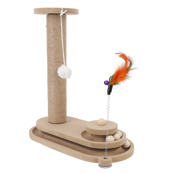 Cat Scratching Post with Stable Base and Sisal Rope, Multifunctional Interactive Cat Toy Scratching Post for Indoor Cats - 15 Inches / 38 cm