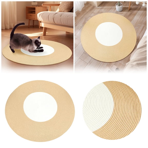 Cat Scratching Rug, Cotton Rope Area Rug for Cats, Washable Reversible Round Woven Tassel Rug,Home Accent, Easy Clean Floor Mat for Living Room, Bedroom, Study, Computer Chair Cushion Base