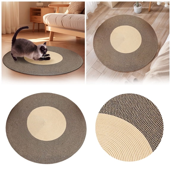 Cat Scratching Rug, Cotton Rope Area Rug for Cats, Washable Reversible Round Woven Tassel Rug,Home Accent, Easy Clean Floor Mat for Living Room, Bedroom, Study, Computer Chair Cushion Base