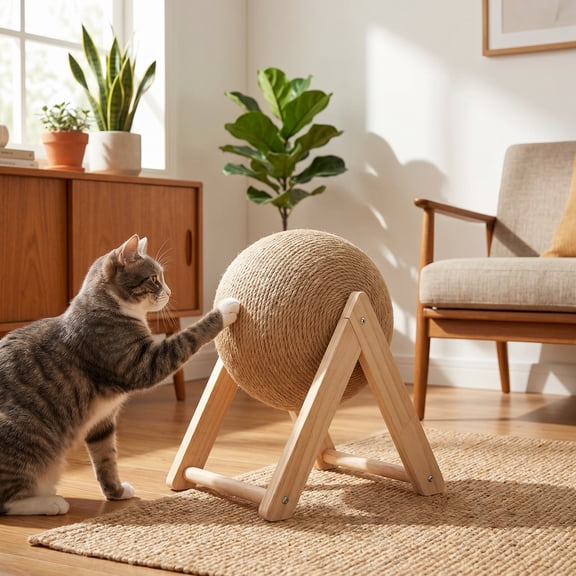 Cat Scratching Toy Woody Toy Cat Chew Scratching for Cats Cat Scratching Post Cat Furniture Cat Scratching Rotatable Cat Wheel Cat Ball Toy Scratcher Cardboard Kitten Miss Sisal