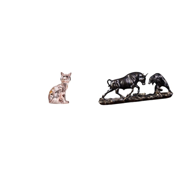 Cat Sculpture Bull Desktop Figurine Animal Ornament Resin Craft Stylish Decor for Living Room Bedroom