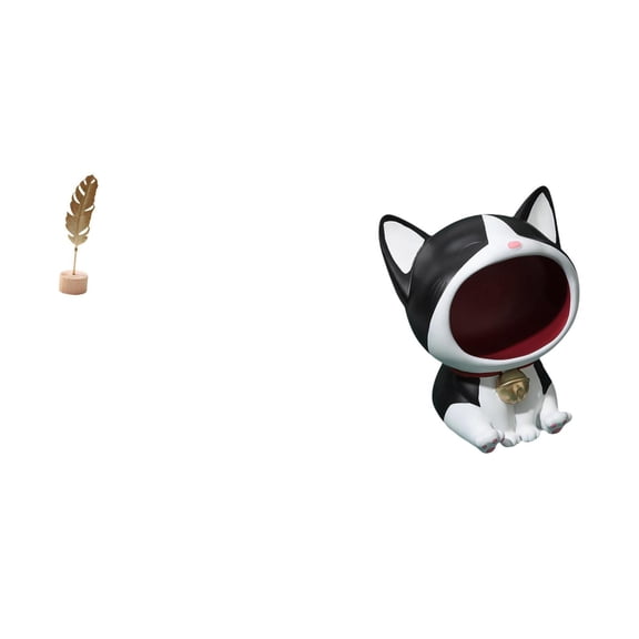 Cat Sculpture Leaf Statue Key Bowl Resin Base Creative Design for Entryway Tabletop Housewarming