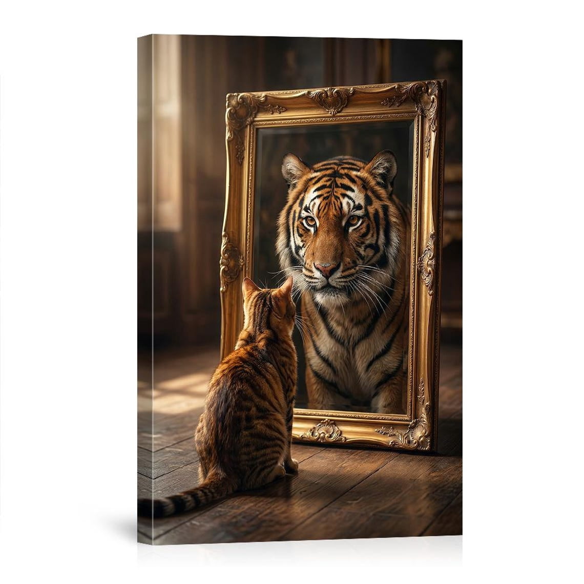 Cat Sees Tiger In Mirror Surreal Motivational Self-Belief For Living ...