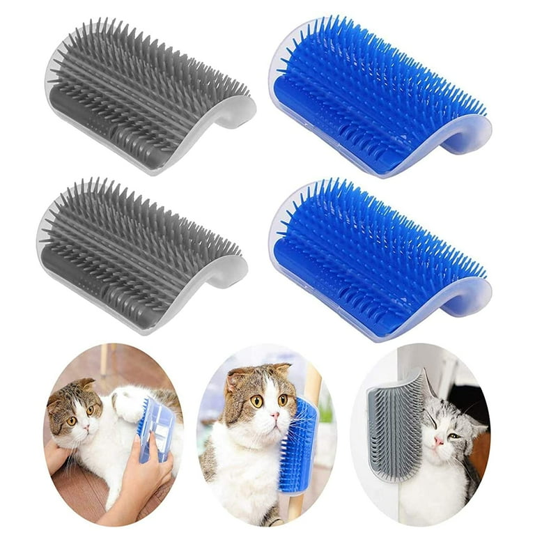Cat Self Groomer 4 Pack Cat Wall Corner Groomers with Catnip Soft Face Scratchers Brush Corner Massage Comb for Long Short Fur Kitten Puppy