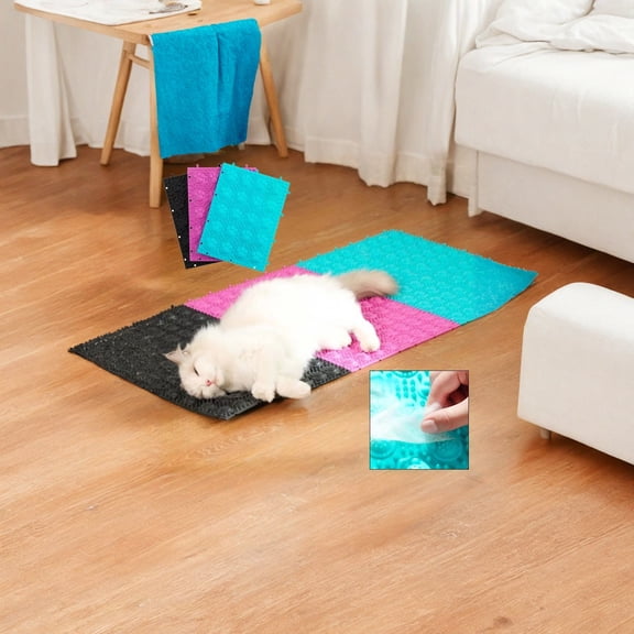 Cat Self Groomer Brush Corner Scratcher – Wall Mounted Massage Grooming Tool for Indoor Cats, Self Cleaning Remover and Cat Scratch Accessory Blue Black