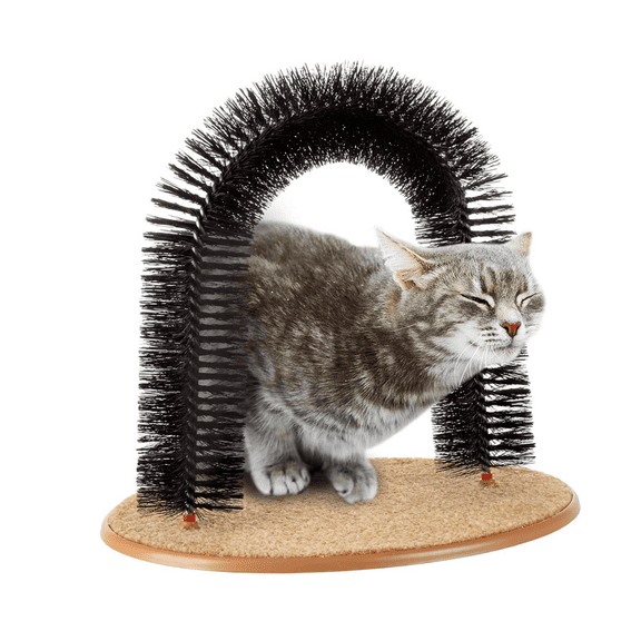 Cat Self Groomer Brushes for Indoor Cats, Cat Massager Scratcher Scratching Board Scratch Pad for Shedding, Face Head Hair Grooming Arch Posts for Rubbing Deshedding Cute Kitten Toy