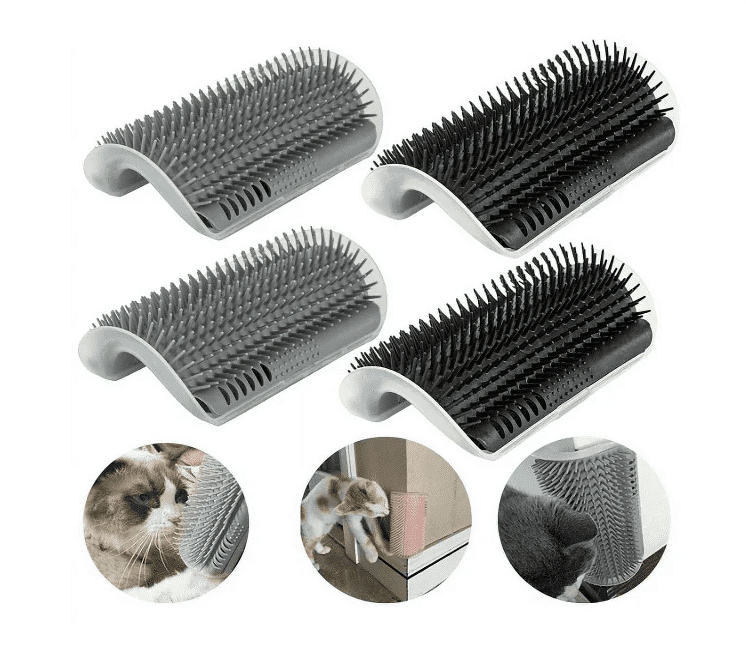 Cat Self Groomer with Catnip Pouch, 4 Pack Wall Corner Scratcher