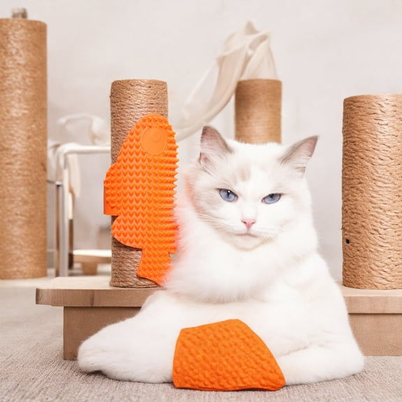 Cat Self Groomer Floor Massage Brush with Scratching Base – Indoor Cat Grooming Arch for Shedding Control and Self Cleaning Removal, Black Scratch Pad Toy Gray