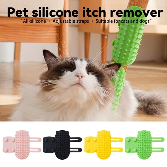 Cat Self Groomer Silicone Cat Brush Combs Pet Dabbing Board Soft Cat Face Scratcher Rubber Massager Pet Supplies for Home Indoor - Pink