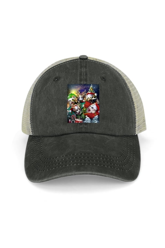 Cat Selfie Black Baseball Cap for Men Women, Adjustable Snapback Hats Trucker Hat