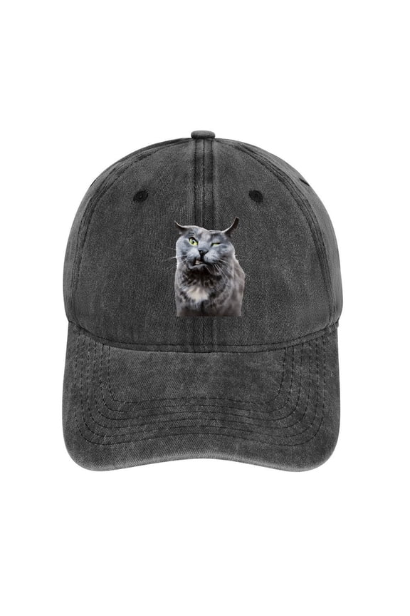 Cat Selfie Charcoal Baseball Cap for Men Women, Adjustable Snapback Hats Cotton Hat
