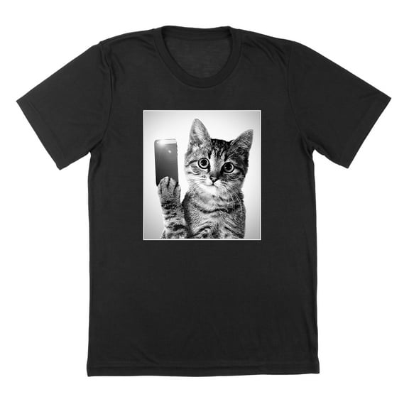 Cat Selfie Humor Graphic Black Mens T-Shirt