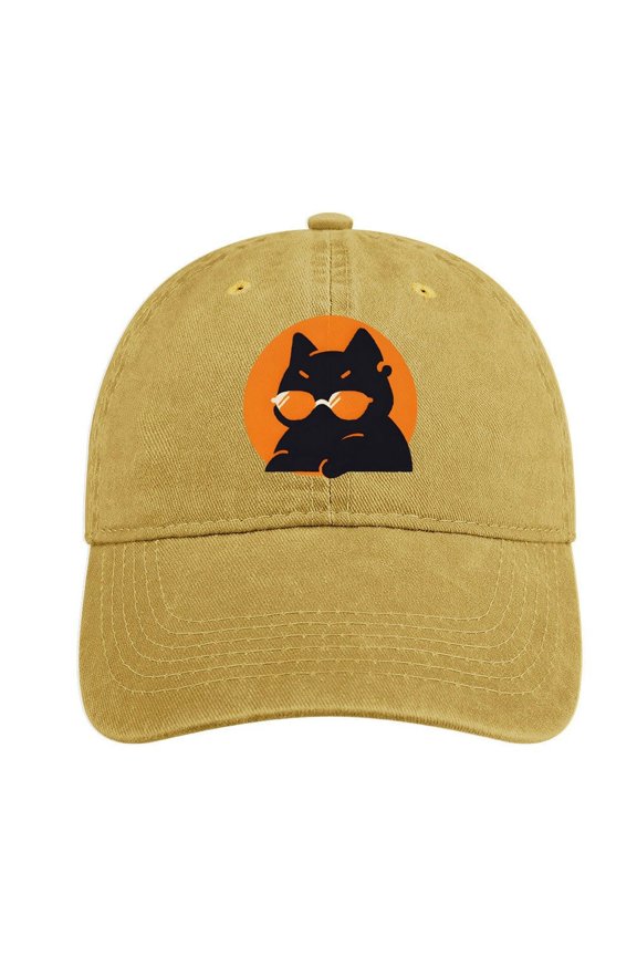 Cat Selfie Sand Colour Baseball Cap for Men Women, Adjustable Snapback Hats Cotton Hat
