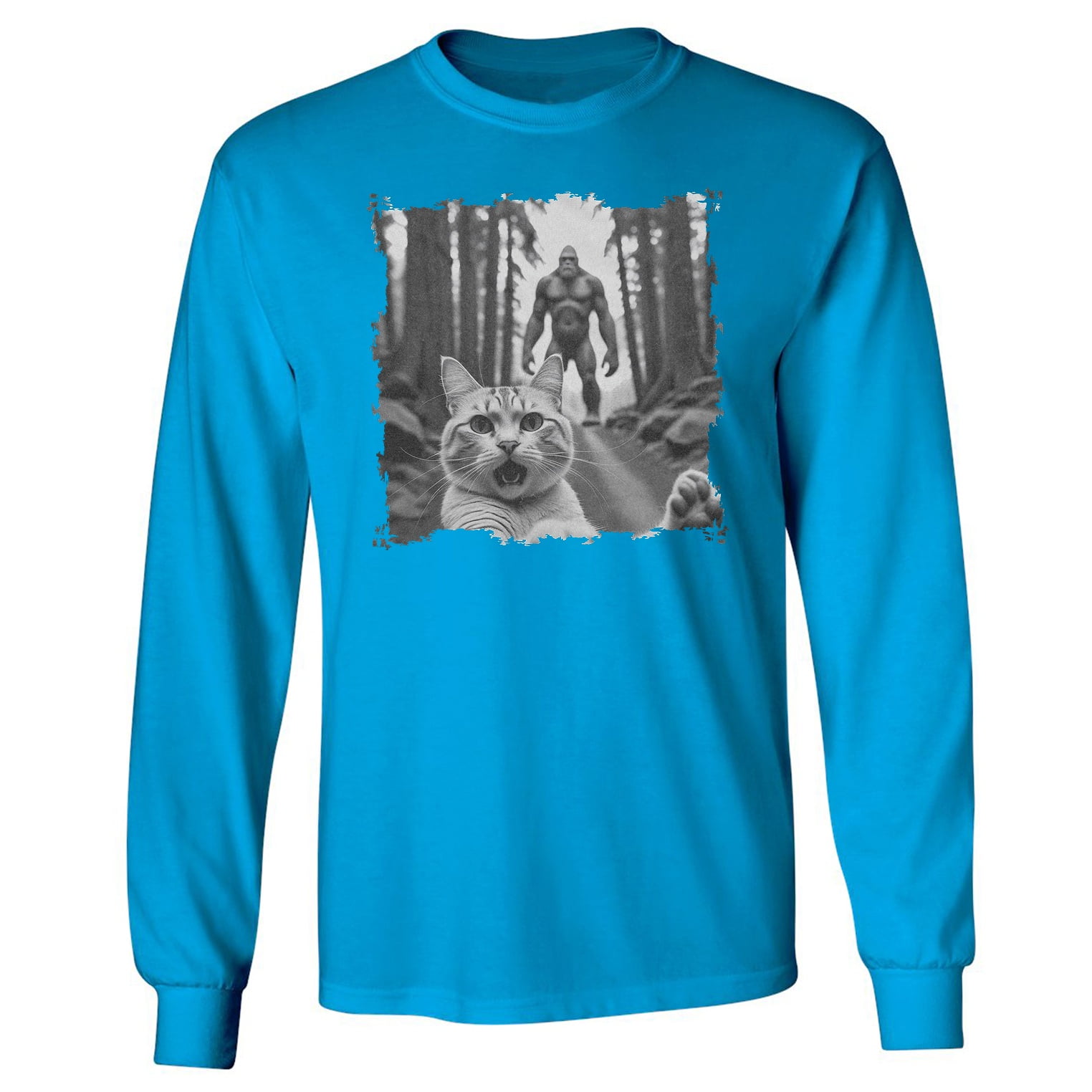 Cat Selfie Sasquatch Meme - Cat Lover Gift Funny Long Sleeve T-Shirt