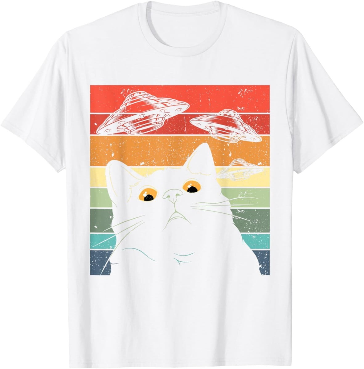 Cat Selfie With UFO Alien Graphic T-Shirt - Walmart.com