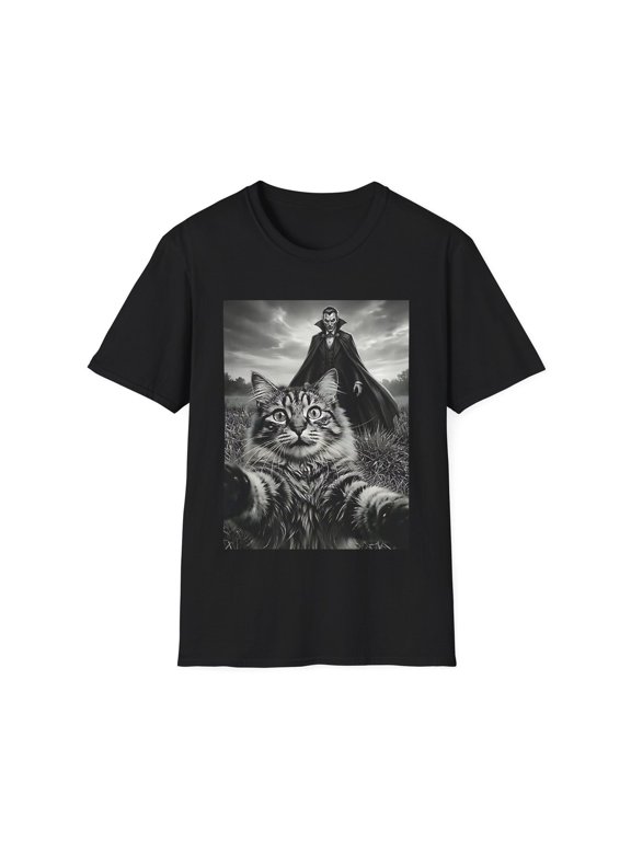 Cat Selfie With Vampire Halloween Mom Dad Owner T-Shirt