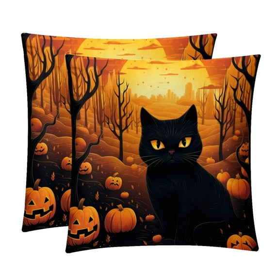 Cat Set of 2 Velvet Throw Pillow Covers Inserts for Bed Pillow, Decorative Pillows - 16x16 18x18 20x20 Inches with Unique Patterns for Various Occasions