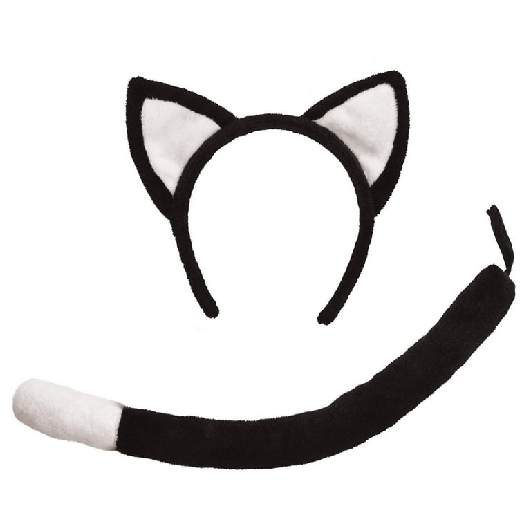 Cat Ears Black Fur Instant Disguise Unisex Cat Ears Black Fur Instant Disguise Unisex