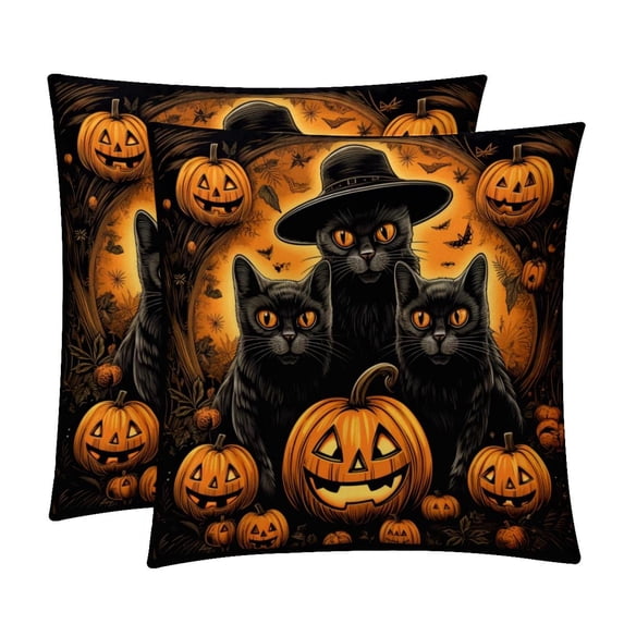 Cat Set - Decorative Pillows Covers, Velvet Throw Pillow Cases with Unique Patterns for Home Decor, 16x16, 18x18, 20x20 Inches, 2 Pack - Great for Various Occasions.