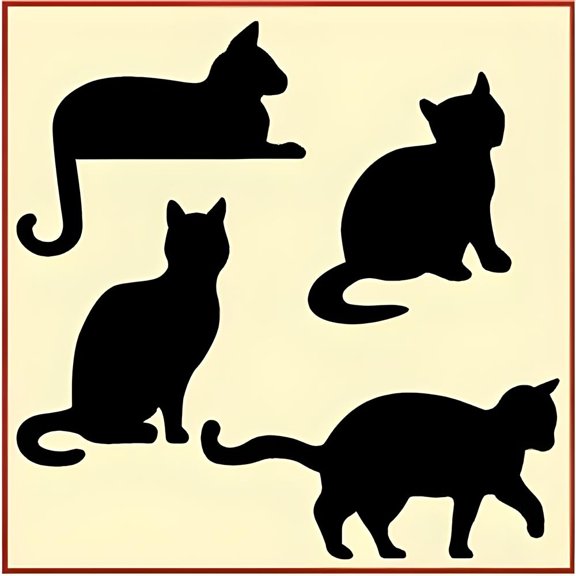 Cat Set Stencil - 4 Stencil Set - Feline Silhouette Dog Cat Animal Lover DIY Template Reusable Laser Cut Mylar Template for Painting Home Decor DIY Crafts - The Artful Stencil