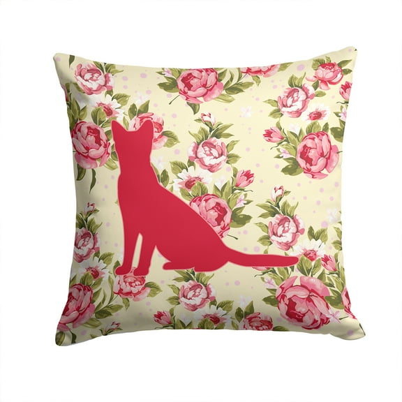 Cat Shabby Chic Yellow Roses Fabric Decorative Pillow