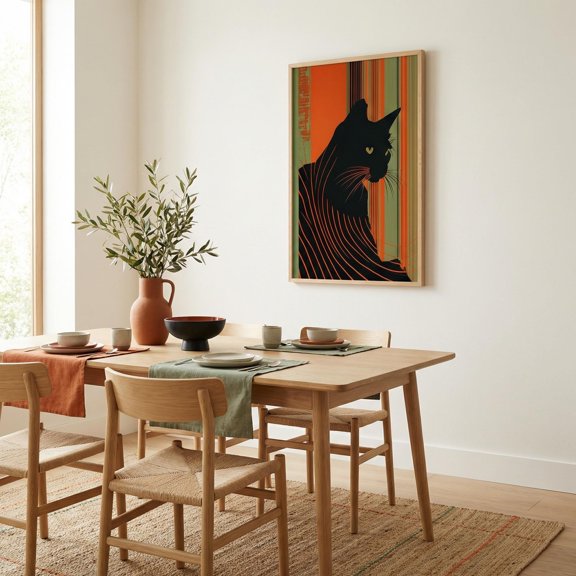 Cat Shadow Abstract Poster , Poster Print Only