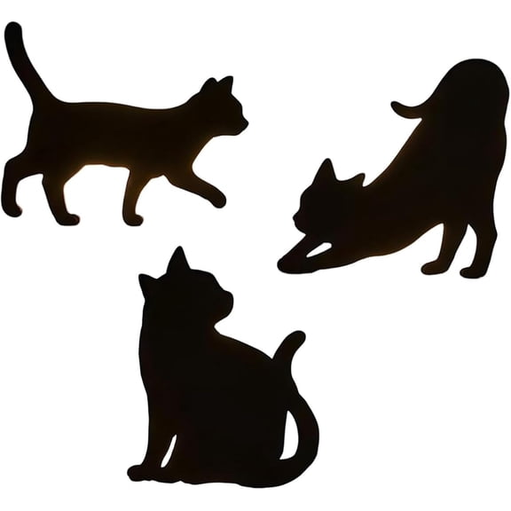 Cat Shadow Night Light Set, LED Cat Silhouette Wall Light with Lights & Sound Sensor, Cute Animal Projection Lamp, Decorative Ambient Night Lamps, for Hallway Decor, Cats Lovers Gifts (3pcs)