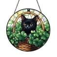 Picture Idea: Cat Shamrock Clover Basket Stained Glass Suncatcher Window Hanging