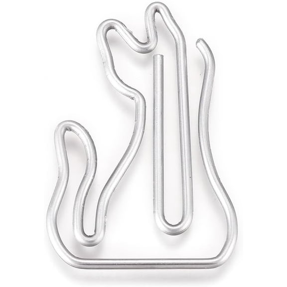 Cat Shape Iron Paperclips Cute Paper Clips Funny Bookmark Marking Clips Silver color Plated 32x21x1mm