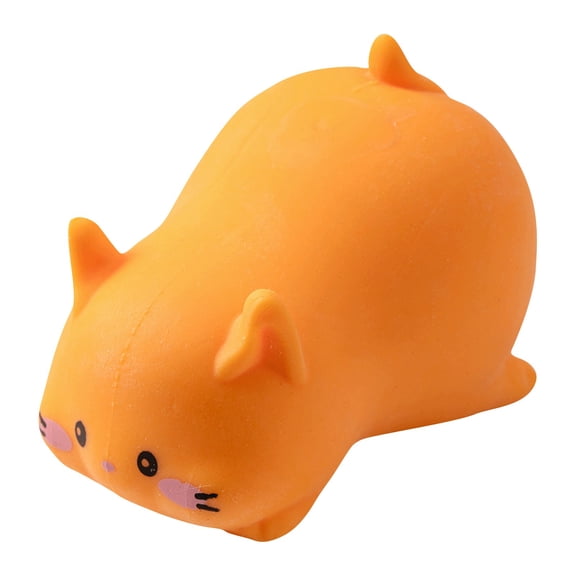Cat Shape Squishy Fidget Toys for Adults Soft TPR Slow Rebound Tactile Gadget Minimal Desktop Indoor Accessory Orange White 1 Pack