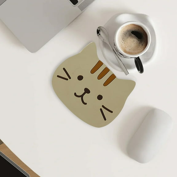 Cat Shaped Cup Pad Ceramic Non-Slip Silicone Hot Pads for Coffee Table and Dining Room, Cute Cat Lover Gifts and Decorative Home Accessories
