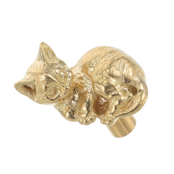 Cat Shaped Decorative Brass Knobs For Cabinets And Drawers Elegant Gold Pull Handles For Doors Vintage Style Furniture Hardware For Kitchen And Bathroom Decor